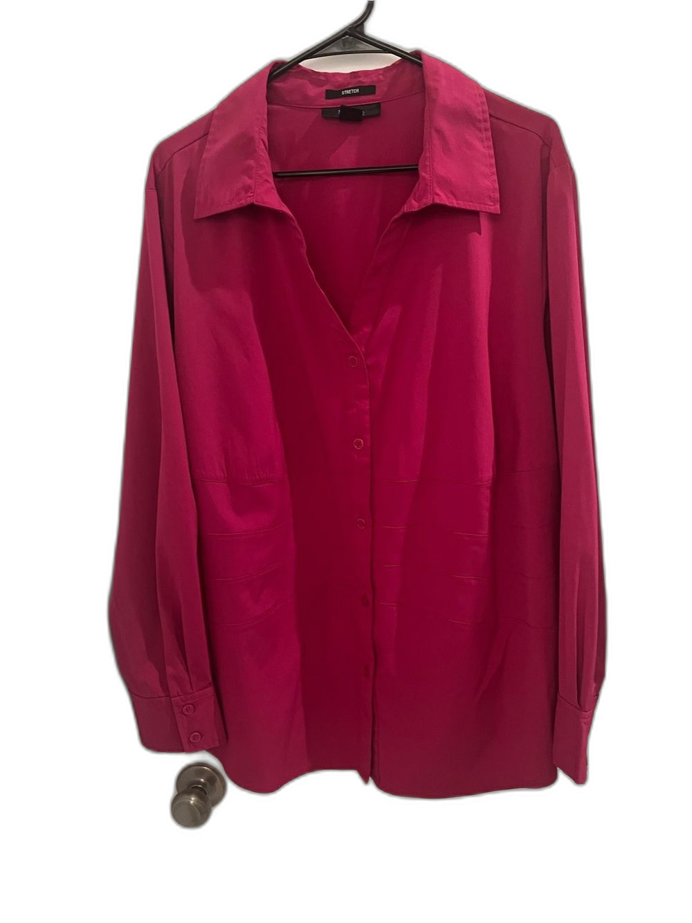 Style & Co Women’s 22W Fuchsia Pink Stretch Button Front Tunic Blouse